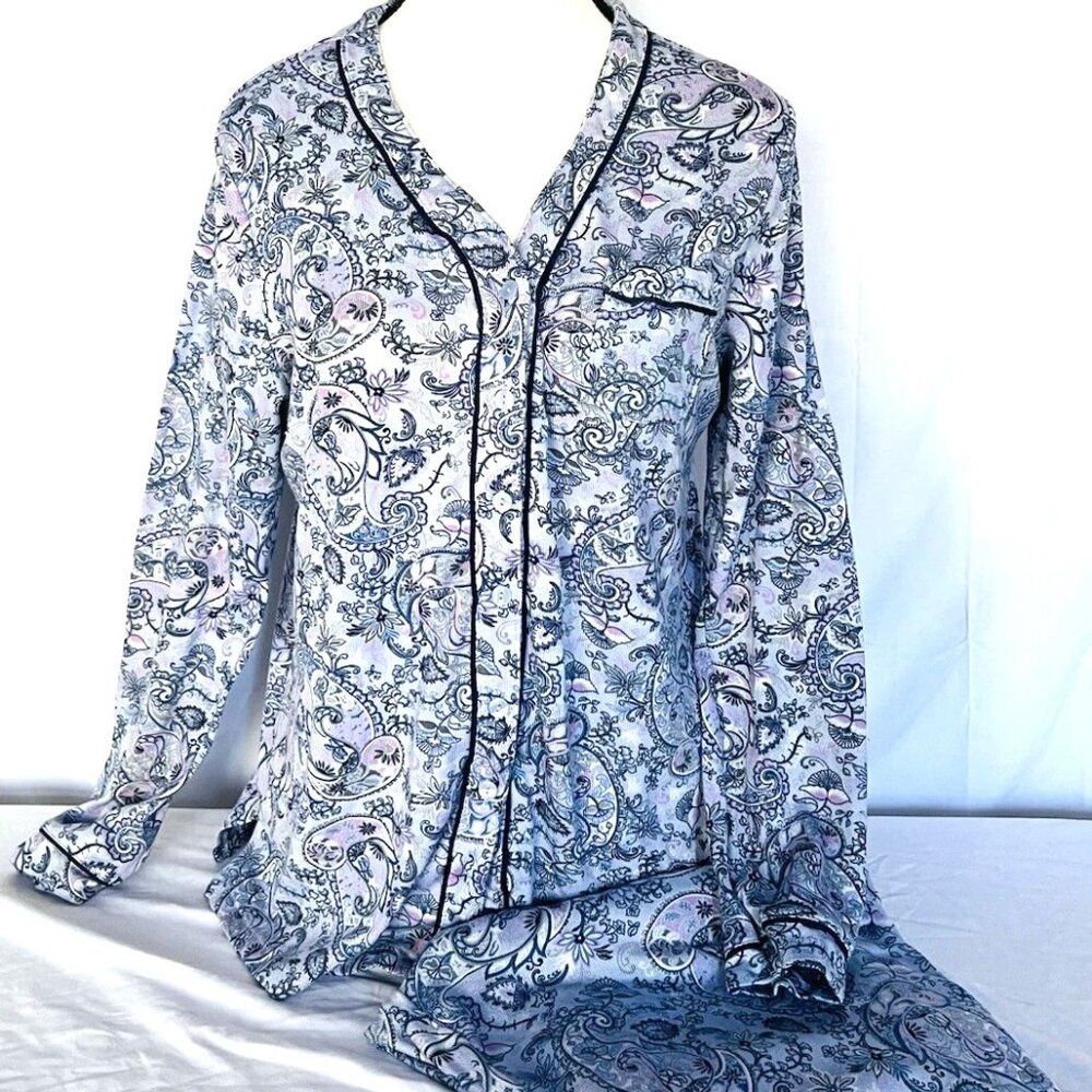 Secret Treasures Navy Purple Pink Paisley Floral Lounge Pajamas 2-PC Set ~ NWOT
